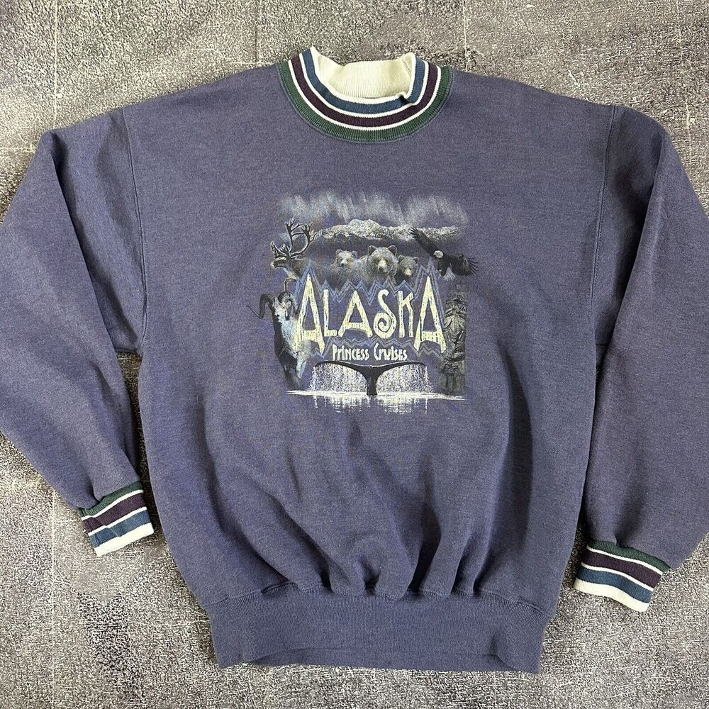 Men's Vintage 90's Princess Cruises Alaska Heather Blue Crewneck Sweatshirt Sz M